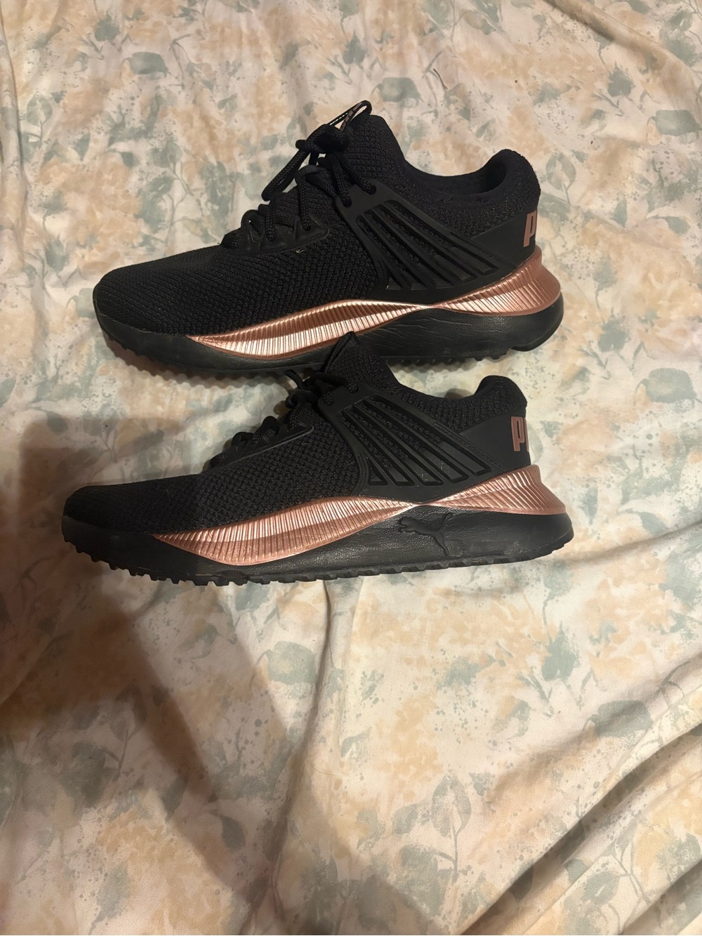 Puma Black Sneakers with Rose Gold Accent